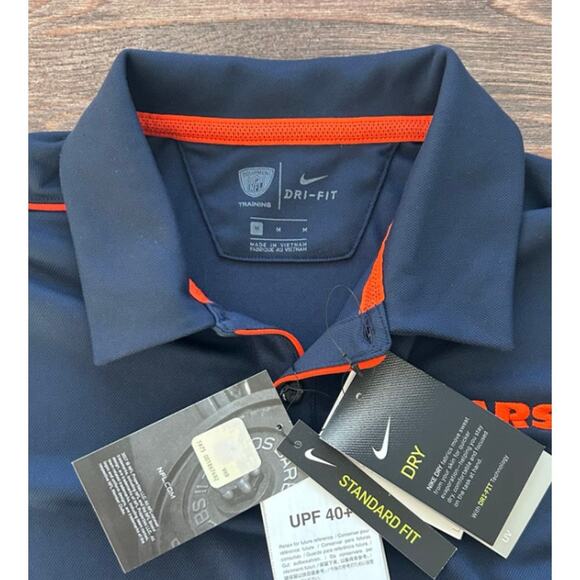 Chicago Bears Nike Sideline Performance Polo Shirt Dri Fit Navy Blue - Picture 6 of 13